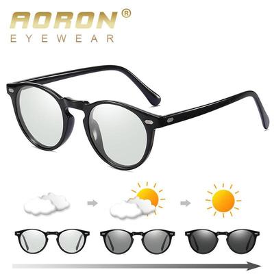 Mode TR90 Rahmen Photochrome Polarisierte Sonnenbrille Männer Frauen Anti Glare Fahren Gläser Runden Rahmen Sonnenbrille