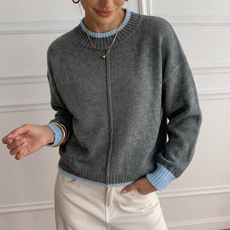MIFICY Women's Fashion Casual Fall Winter Colour Block Print Long Sleeve Half Turtleneck Sweaters