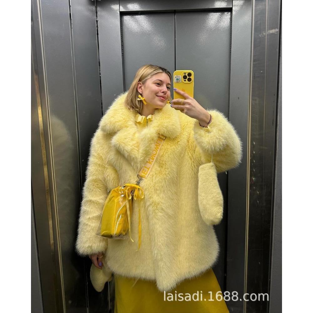 2024 Winter New Imitation Fur Women's Coat Medium and Long Loose Imitation Fox Plush Coat