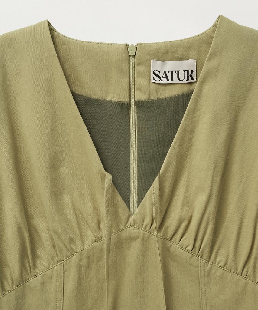 Seteo (W) Shirred Cotton Dress Beige