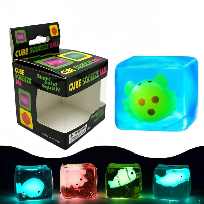 Luminous Maltose Ice Cube Pinch Cube Whale Clown Fish Decompression Release Ball Slow Rebound Toy