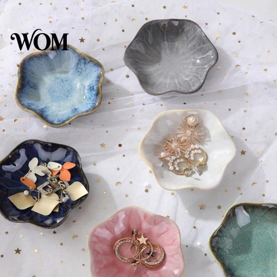 Ceramic Dipping Dish Soy Sauce Plate, Lotus Leaf Design, High-Temperature Fired Home Decorative Unique Texture Jewelry Holder, for Vinegar Snack Small