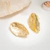 Ingemark Vintage Gold Color Pleated Leaf Stud Earrings Women Exaggerated Irregular Metal Earrings Wedding Banquet Party Jewelry