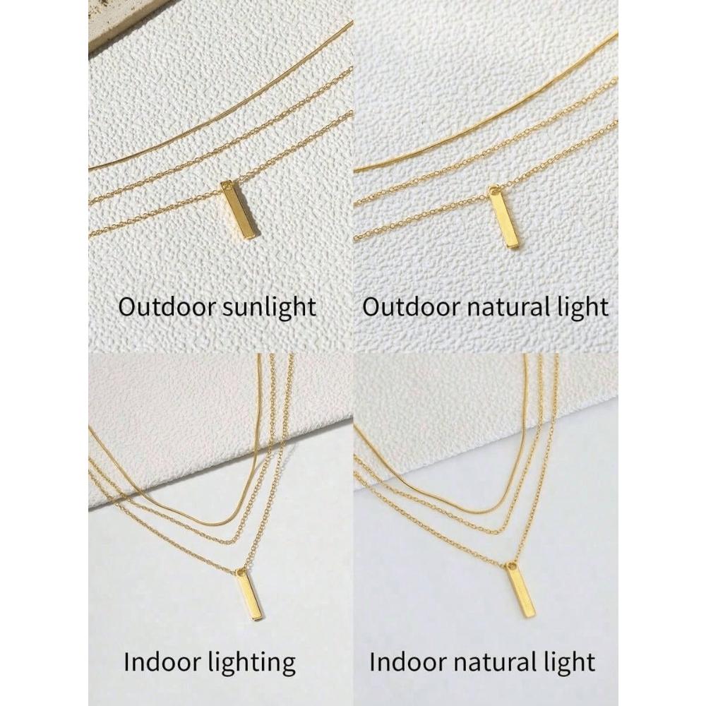 1pc Women's Fashionable Simple Square Multi-Layer Necklace