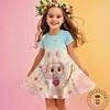 25-26 MINISO Zomer Cartoon Catch Teenieping 3DPrint Jurk Mode Kinderen Korte Mouw Prinsessenjurk Meisjes Feest Kinderkleding