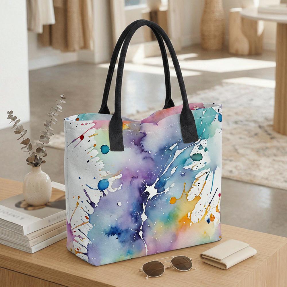 Watercolor Tote Bag Fashion Large Capacity Casual Portable Shoulder Bag for Daily Use