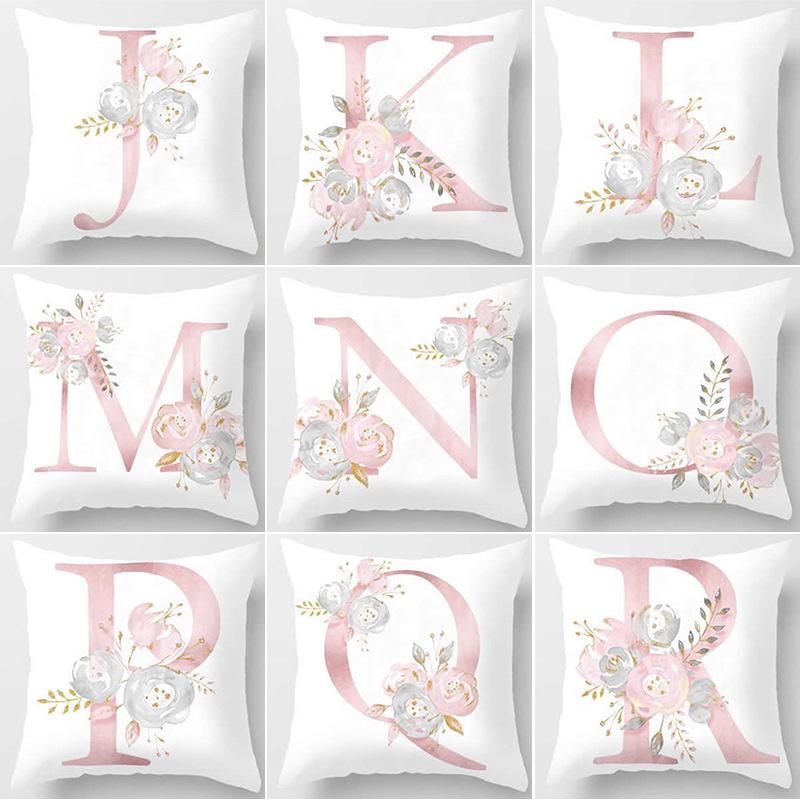 Ins Nordic Pillowcase Design Pink Letter Cushion Pillowcase Car Sofa Waist Design Home Furnishing