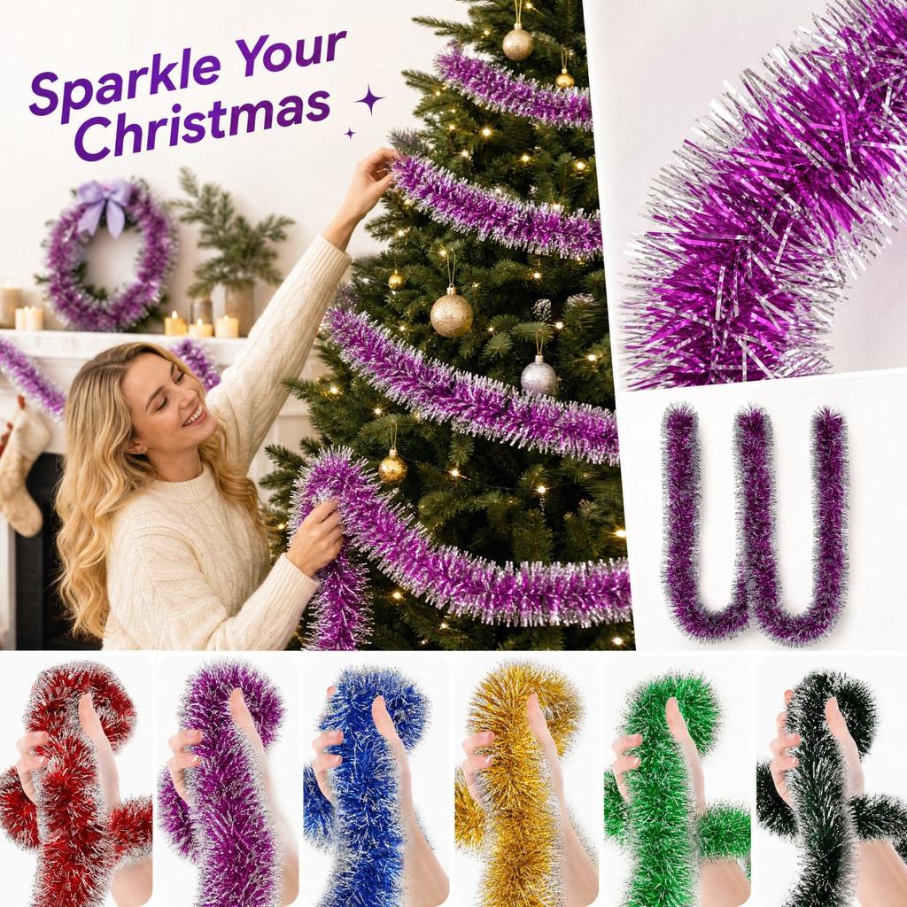 Christmas Streamer Garland Ribbon 2m Colorful Party Decoration for Holiday Home