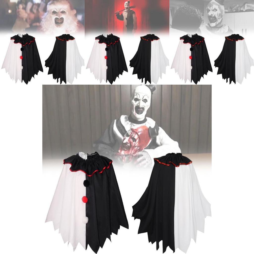 Versatile Scary Clown Cosplay Costume With Elegant Black And White Cloak For All Gender Adults