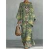 New round neck bat sleeve printed loose set bohemian lazy casual two-piece set