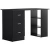 Escritorio de Computadora, Mesa de Escritura, Estación de Trabajo para PC con 3 Estantes de Almacenamiento y Cajones, Tirador Plateado, para Oficina en Casa, Negro