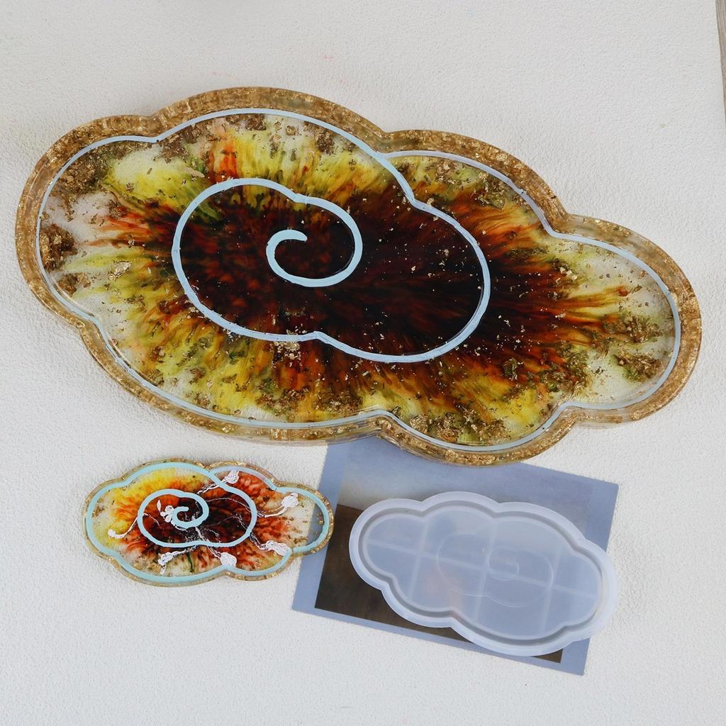 Cloud Shape Tray Molds DIY Earring Jewelry Storage Tray Candle Holder Mold Plate Dish Container Resin Casting Mould