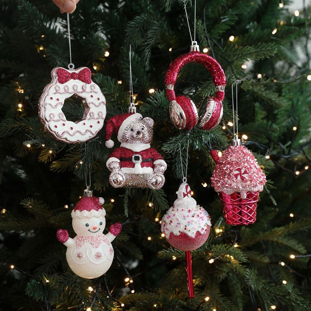 Shatterproof Xmas Tree Hanging Pendant Santa Claus Snowman Pendant Hanging Ornament Party