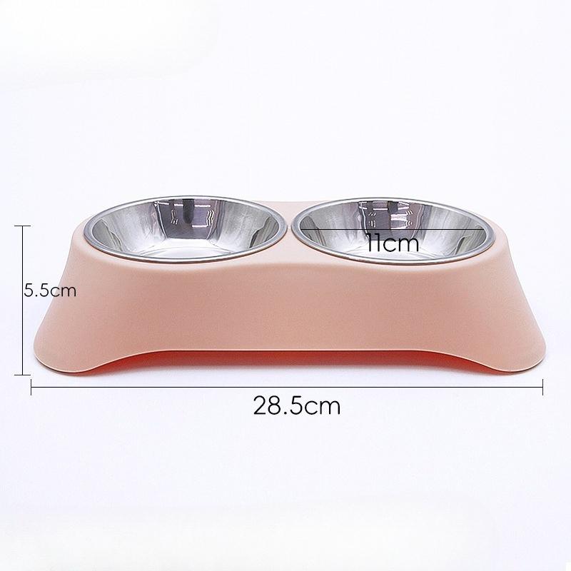 

New Type of Pet Bowl, Stainless Steel Double Bowl Integrated, Cat and Dog Food Bowl, Anti-tipping Cat Food Bowl, Pet Food Utensils Small розовый