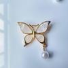 Versatile Butterfly Pearls Accessory Modern Waterdrop Inspired Detailing Sturdy Alloy Brooch for Casual Formal Wear