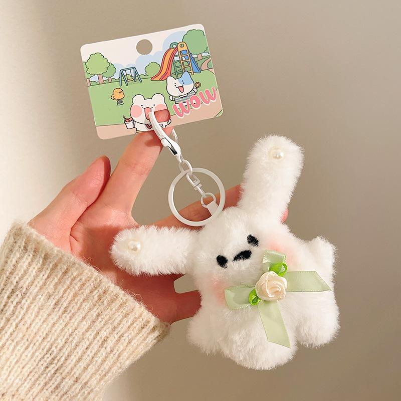 1 Stück Kawaii Hase Plüsch Schlüsselanhänger Ornament Niedliches Plüschtier Schleifenknoten Schlüsselanhänger für Damen Mädchen Vielseitiger Taschenanhänger Anhänger Geschenke