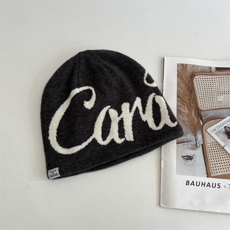 

Уличная жаккардовая двухсторонняя вязаная шапка с надписью, мужская и женская хип-хоп, для скейтборда, с защитой ушей, пуловер, осенне-зимняя теплая шапка M（56-58cm） серый