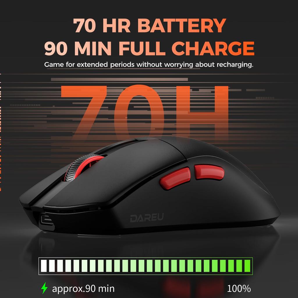 DAREU A950AIRWING Gaming 8K Polling Equipped with an Advanced PAW3950 8000Hz Wireless Mouse, Ultra-Lightweight (35g), Wireless, Rate, 30,000 DPI,