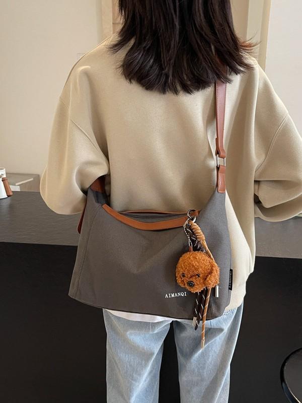 Canvas Shoulder Bag For Women With Large Capacity And Zip Closure For Daily Use