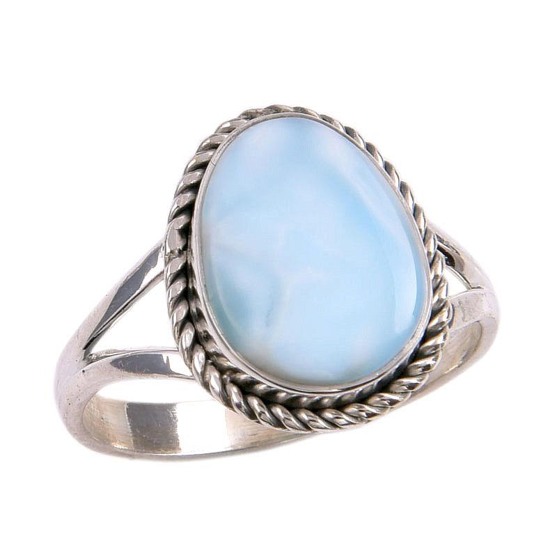 Natural Republic Larimar Drahokam 925 Sterlingové Stříbro Šperky Prsten Velikost 9.5 w2d87