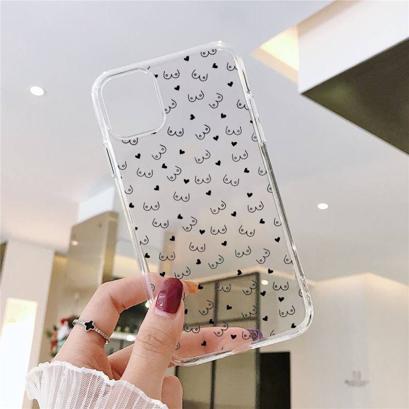 Boobs Art Sexy woman Print Phone Case For iPhone 11 12 Mini 13 Pro XS Max X 8 7 6s Plus 5 SE XR Transparent Shell