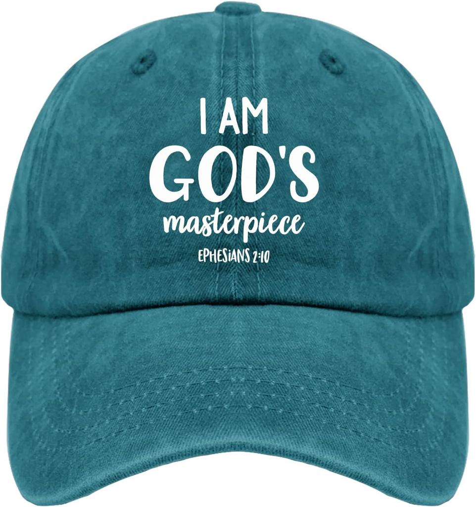 Gods Masterpiece Bible Verse Baseball Cap Christian Denim Washed Casual Adjustable Hat Unisex