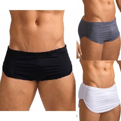 Men Sides Split Press Button Crotch Boxer Briefs Elastic Waistband Quick-Drying Athletic Shorts for Gym Fitness Cycling Running