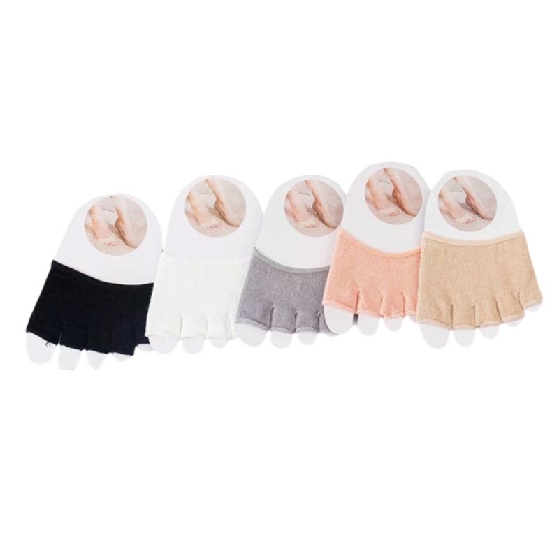 5 Pairs No Show Half Socks Moisture Wicking Nonslip Toe Separator Invisible Forefoot Socks for Women's Dress Shoe Heel
