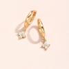 Simple Gold Color Stainless Steel Floral Sweet Earrings Temperament Simple Inlaid Zircon for Women Wedding Jewelry Accessories