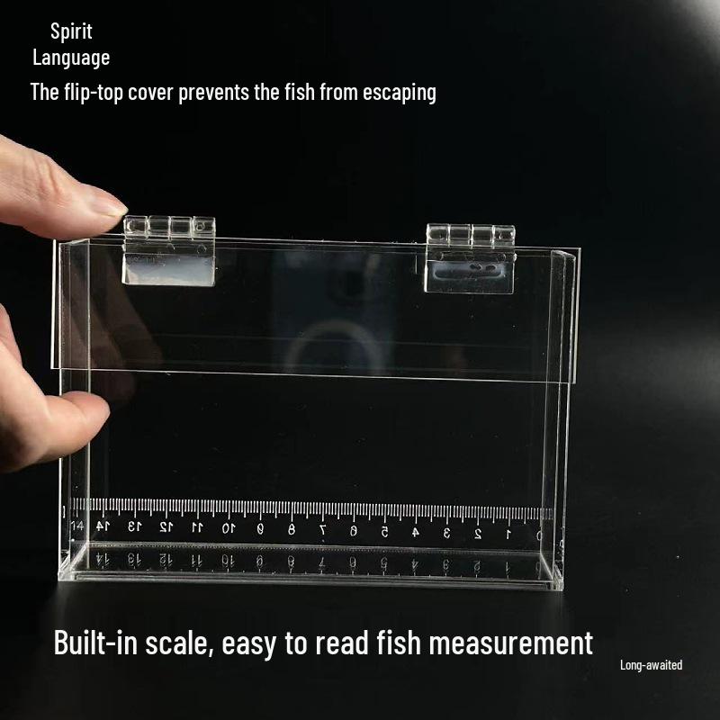Acrylic Fish Observation Box with Scale and Lid - Portable Transparent Photography Container