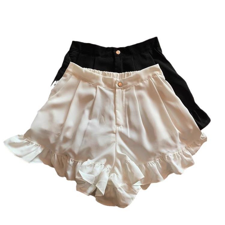 2024 Jesień Damskie Słodkie Falbanki Wysoki Stan Styl Kolegialny Luźne Szorty