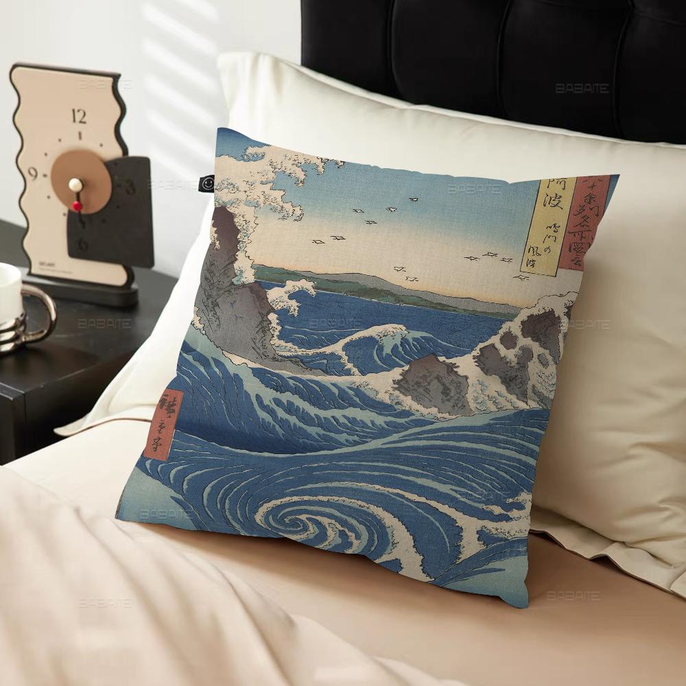Japanese Landscape Series Office Cushion Pillowcase Car Cushion Cover45X45CM Lumbar Pillowcase Sofa Pillowcover
