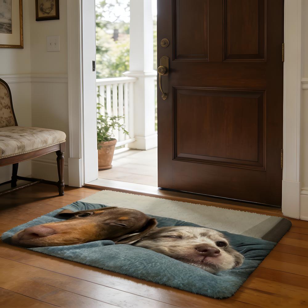 Kwaii Cute Dog Floor Mat Soft Flannel Absorbent Mat Non-Slip Rug Home Bedroom Bathroom