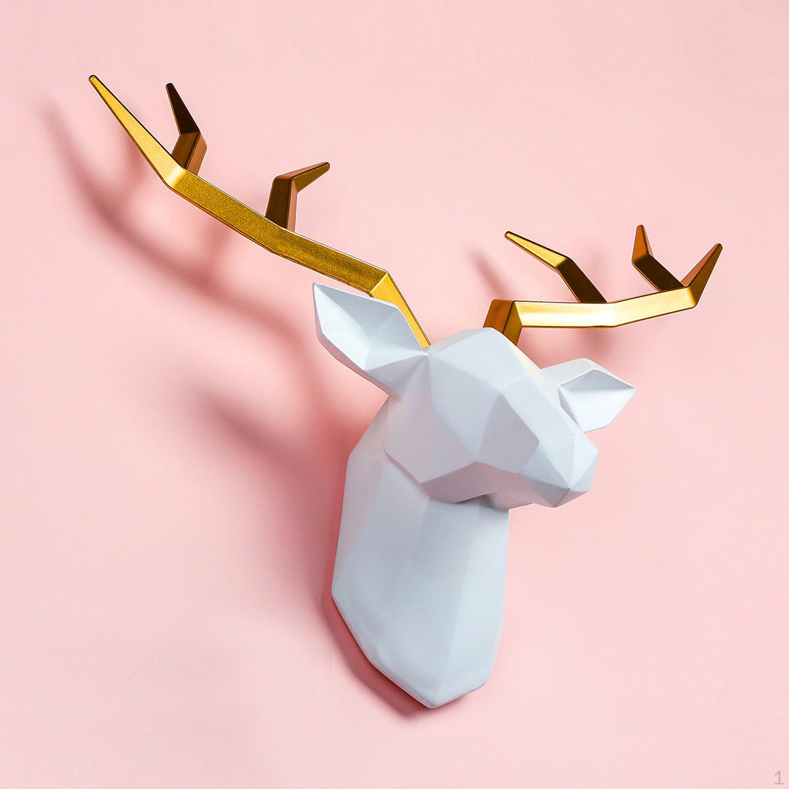 

3 Statue Figurines Wall Sculpture Mount Decoration Elk Deer Decor for Farmhouse Bedroom Dinning