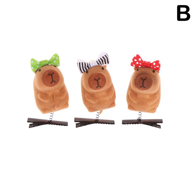 

3 шт. Флокирование забавная 3D Капибала Весенняя плюшевая заколка для волос животное милые заколки для волос аксессуары головные уборы