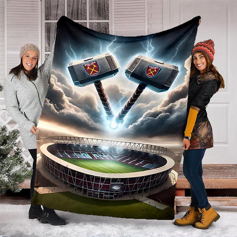 1pc Football Team (41) Theme Blanket - Digital Print, Polyester, Cozy for All Seasons, Perfect for Outdoor, Camping, and Travel