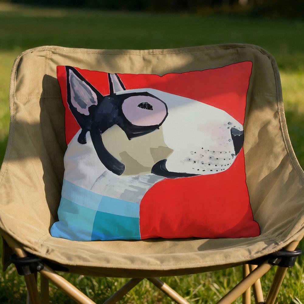 Cartoon Bull Terrier Series Cushion Cover Soft Reversible  Durable Pillow Cover  MultiScene Use for Home  Car Daily Comfort