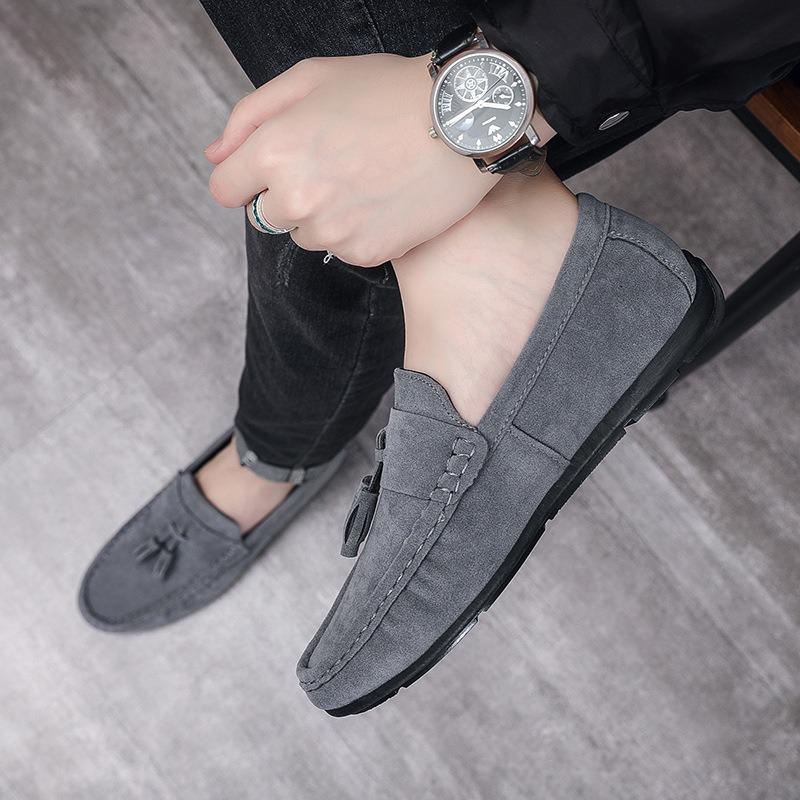Doudou Shoes Men's Spring New Trendy Men's Shoes One-pedal Casual Leather Shoes Fringed Soft-soled Driving Shoes Men