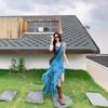 Irregular Floral Print Camisole Dress - Waist-Cinching Mid-Length, Summer 2026 Hot Girl Style