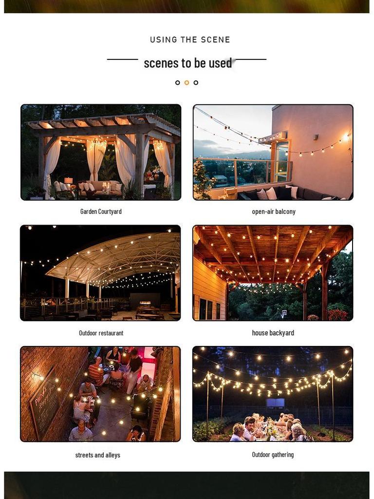 LED G40 Globe String Lights for Outdoor Camping Tent & Night Market Decor, 220V