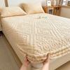3D Embossed Velvet Bed Cover Thick Warm Plush Fitted Bed Sheet Non-Slip Elastic Mattress Cover Breathable, noiseless mattress cover,