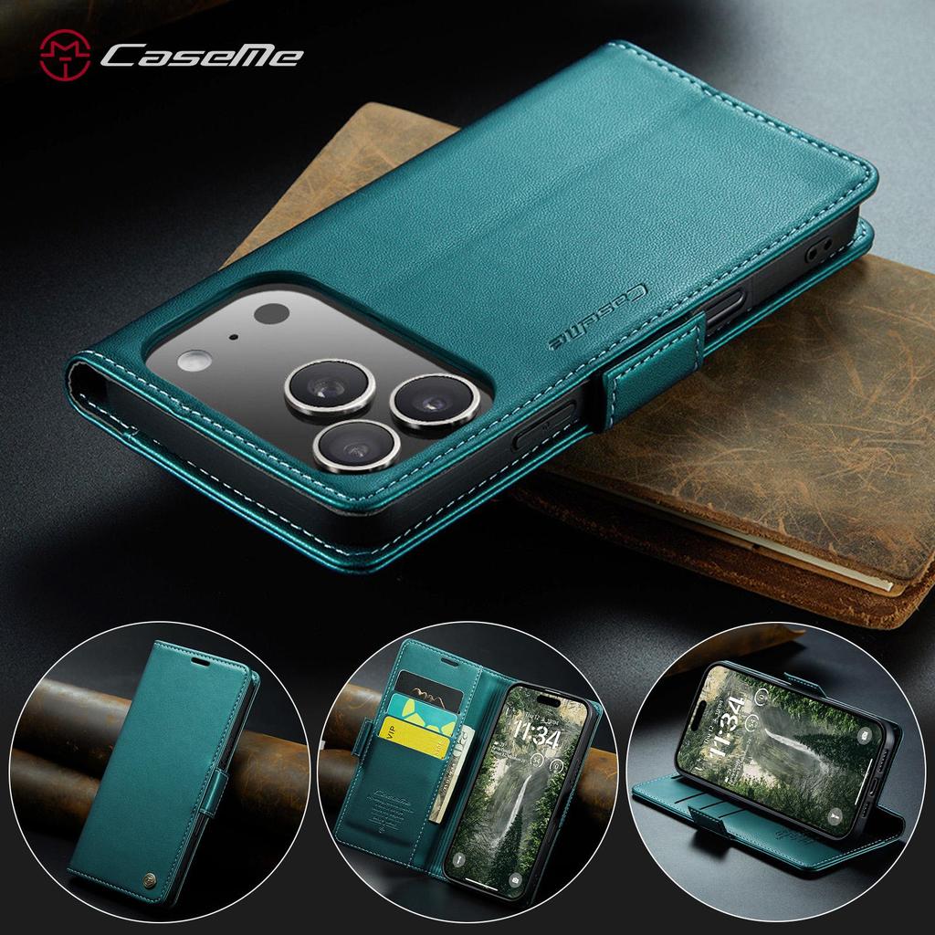 CaseMe-023 Flip Leather Case For iPhone 17 Pro Max Luxury Magnetic Wallet Card Slots Cover Stand Protectives Skins Shell