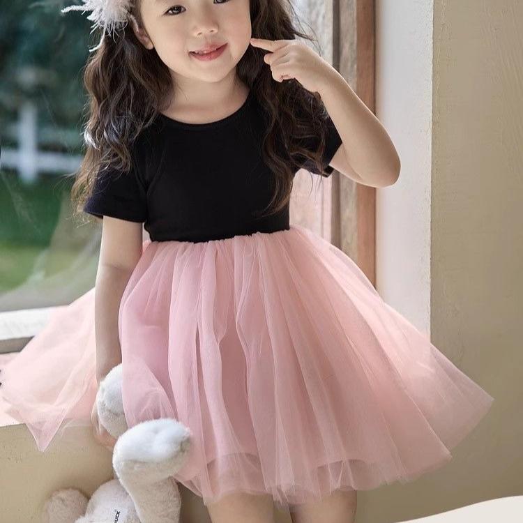 Girls' Short Sleeved Dress Summer Baby's Stylish Mesh Dress Fluffy Dress Girls' Princess Dress Children's Dress