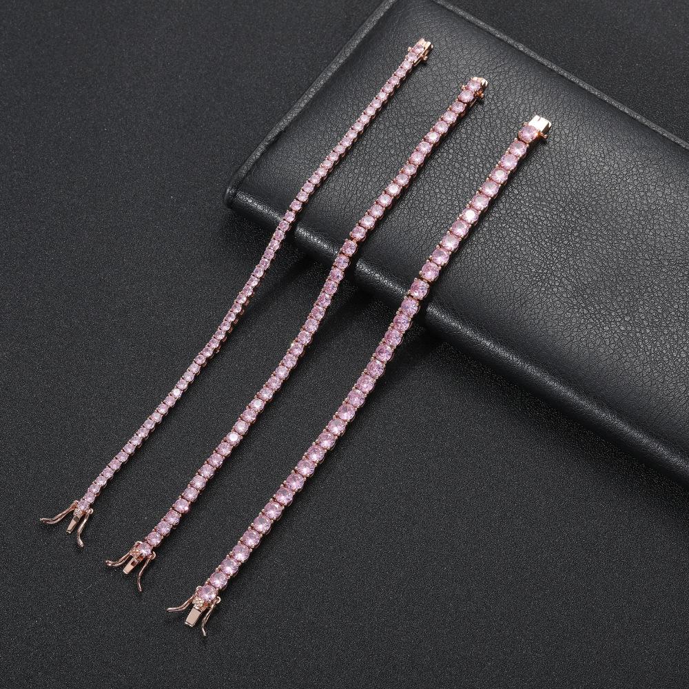 Rosa Zirkon Tennisarmband 3mm 4mm 5mm Kupfer CZ Einzelreihe Hochglanz Fabrik Großhandel für Käufer von Geschenkläden für Frauen