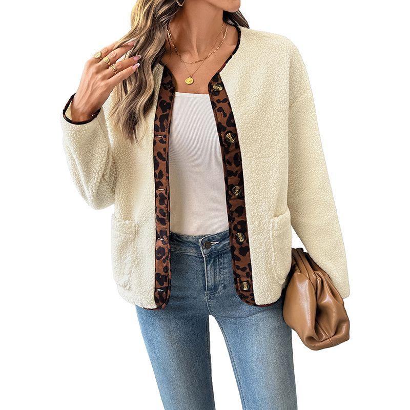 Autumn Winter Women Coat Ladies Tops Fall/Winter Cardigan Polar Fleece Round Neck Outerwear Women