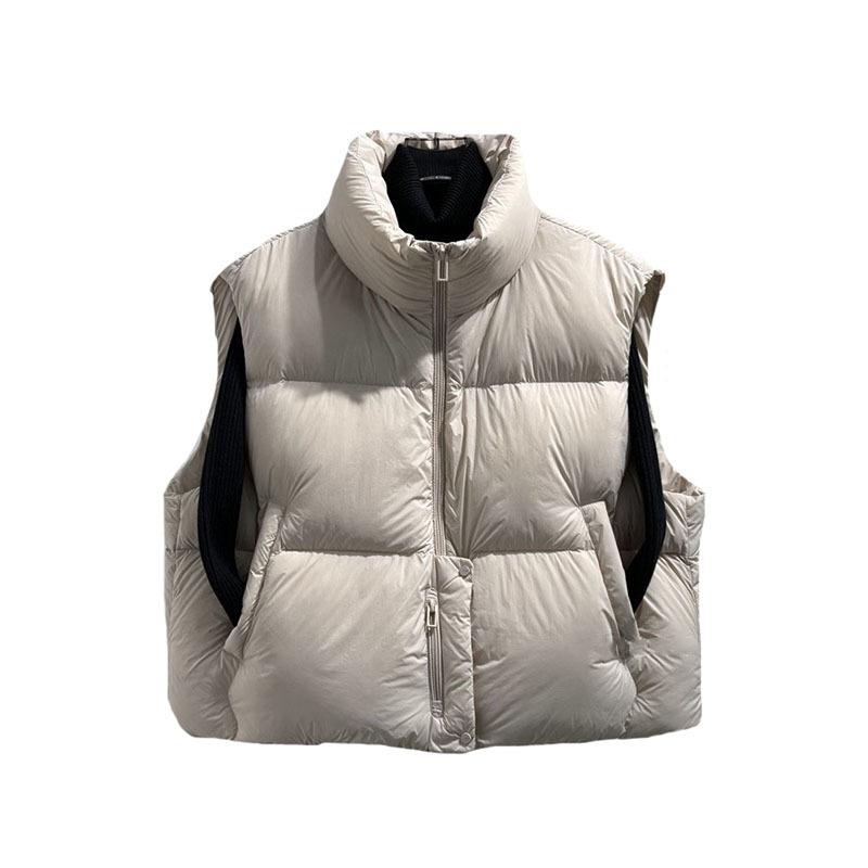 Puff down vest women's 2025 autumn and winter fashion sweet small warm vest thin vest jacket