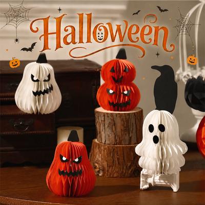 Halloween Pumpkin Decorations, Ghost-themed Table Ornaments, Small Display Items for Scene Setup, Atmosphere-enhancing Props