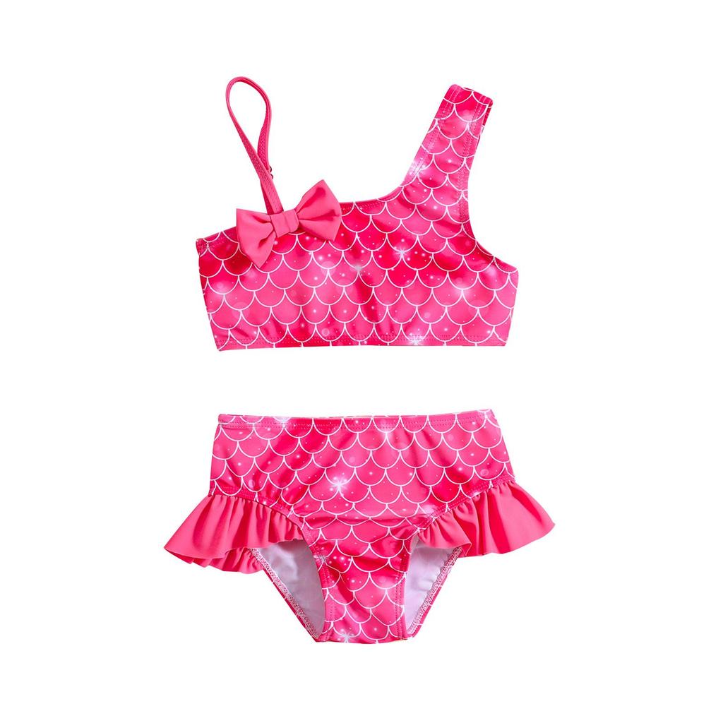 Children's One-Shoulder Bow Bikini Swimsuit