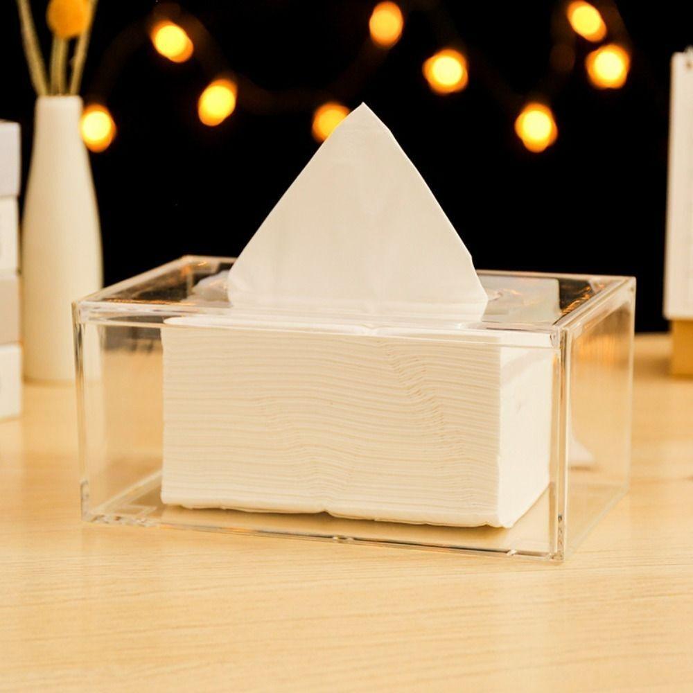 Square Transparent Tissue Case Rectangular Tissue Box New Paper Storage Box