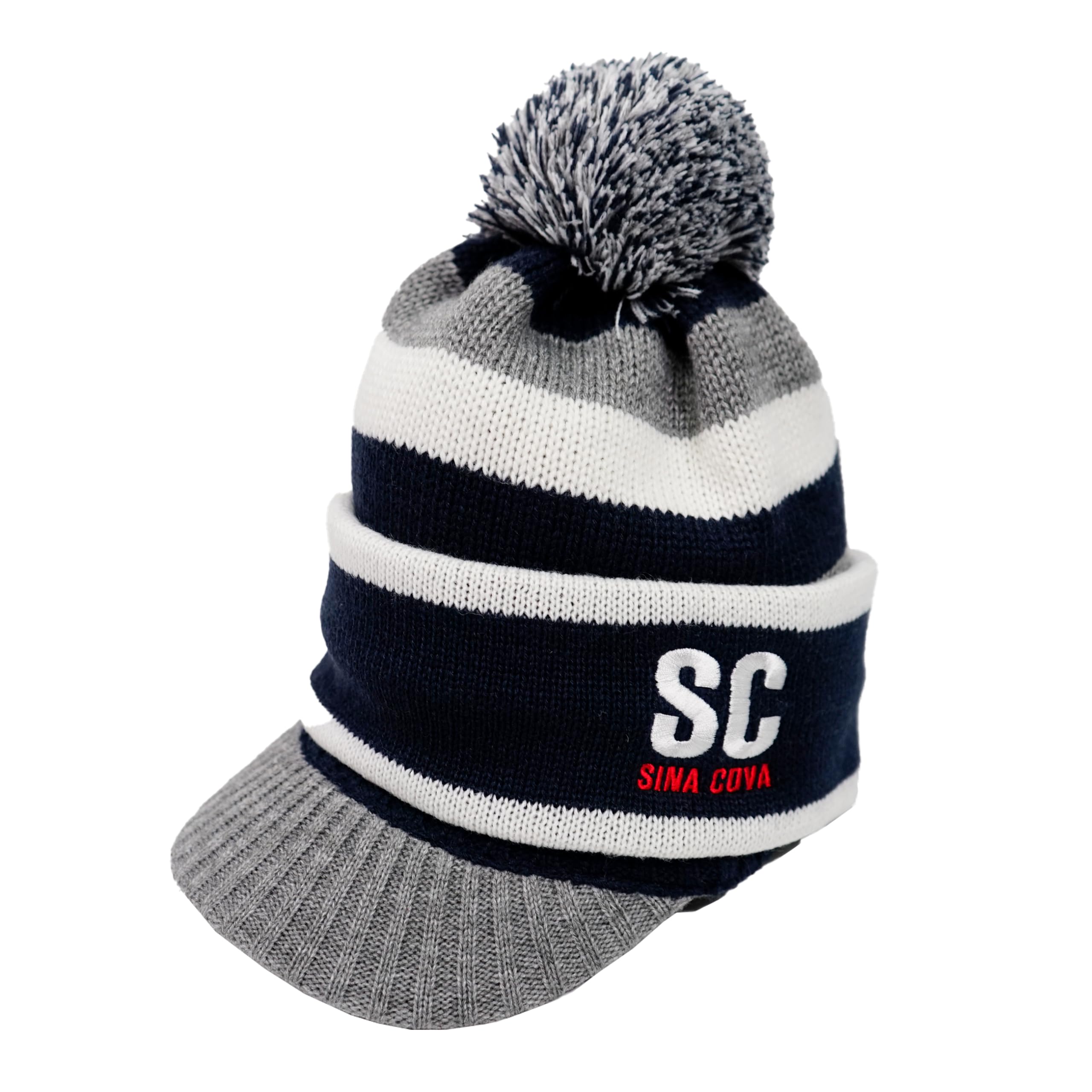 

[Sinacova] Men s knit cap with brim, 70% acrylic, 30% wool, 58cm head circumference, doubles as a neck warmer, 23277730 (gray), F